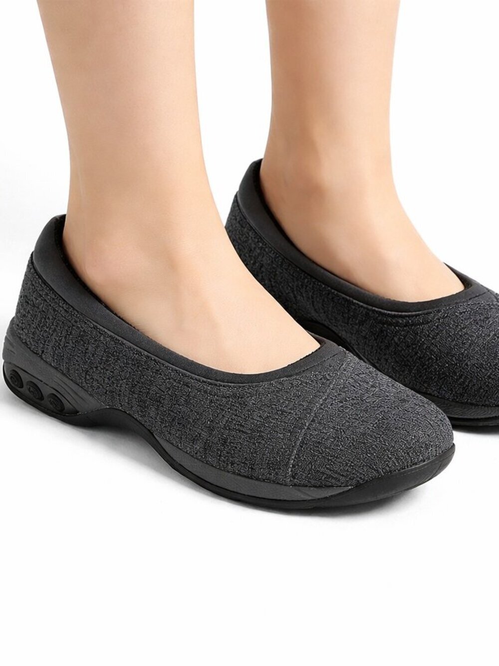Therafit‎ Riley Ballet Flat Slip On Women Shoes Size 7.5 Grey Black Comfort Arch